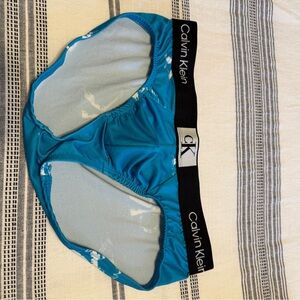 Calvin Klein Blue Teal Bikini Briefs with Black Logo Waistband